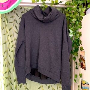 Athletic cowl-neck sweater with thumb holes